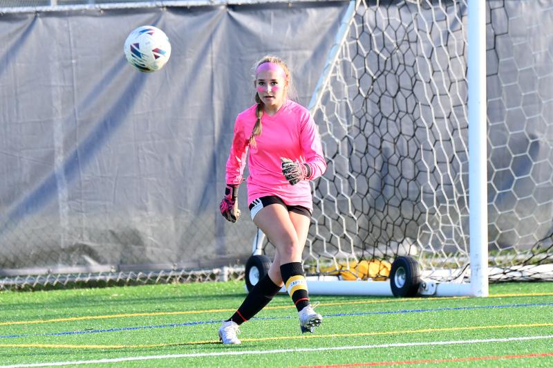 Beacon goalie Brynne Fox takes a goal kick for the Vikings.