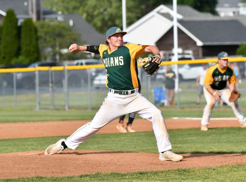 Sophomore Trey Hill throws a strike for the Indians.