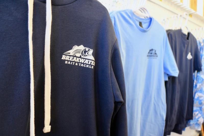 Breakwater Bait & Tackle offers a range of apparel options, including sweatshirts, T-shirts and other items, that are available for purchase.