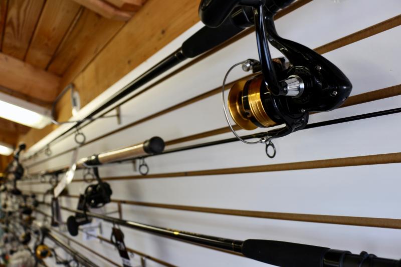 High-quality fishing poles are for sale at Breakwater Bait & Tackle for Cape Henlopen State Park visitors to purchase if they forgot theirs or have a hankering for some freshly caught fish.