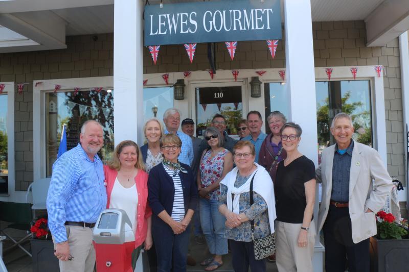 Puzzles and Lewes Gourmet recently celebrated 30 years of business in Lewes. Gavin and Lou Braithwaite opened the dual store in 1993 before selling to Andrea Spuck and Tim Southerst a few years ago. Employees who worked for both joined the celebration. Shown in back are Leonardo Brukami, Mark Harmer, and Jackie Sullivan. In middle are (l-r) Diane Paul, former Mayor Ted Becker, Trish Harmer, Sussex County Councilman Mark Schaeffer and Susan Petko. In front are Tim Southerst, Andrea Spuck, Pam Bennett, Judy Doyle, Lou Braithwaite and Gavin Braithwaite. AARON MUSHRUSH PHOTOS