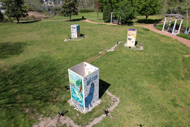 Milton’s Economic Development Committee is preparing to ask town council to relocate the current murals public art exhibit in Mill Park to town-owned land along the Rails to Trails and other points in town when the exhibit ends in June. The next exhibit to open in Mill Park will be “Gather Round,” created by artist Allen Sangree, which is set to debut Friday, June 30. NICK ROTH PHOTO