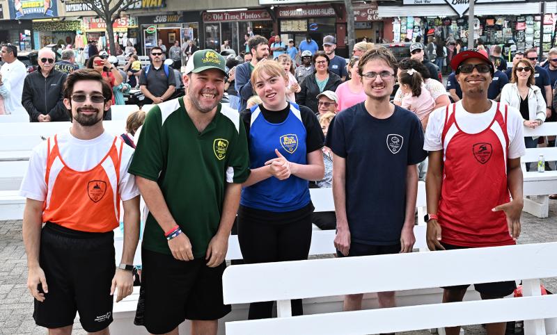 Special Olympics athletes participating in the run are (l-r) Colton Sligh, Steve Dagg, Sarah Windley, Tyler Tilghman and Sasha Hudson.