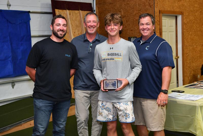 The JV Sportmanship Award was presented to Max Selders. Shown are (l-r) assistant coach Seth Brosius, assistant coach Drew Johnson, Seiders and head coach Ben Evick.