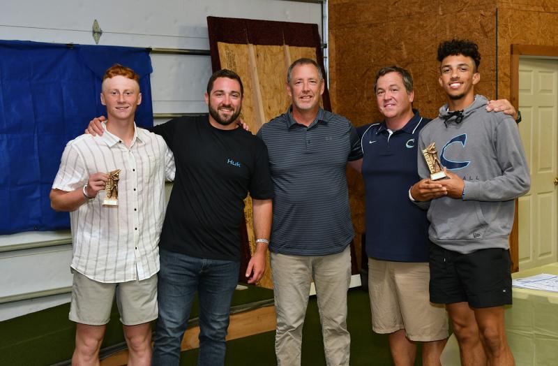 Isaac Terhune and Lex Wescott received co-Offensive MVP awards. Shown are (l-r) Terhune, assistant coach Seth Brosius, assistant coach Drew Johnson, head coach Ben Evick and Wescott.