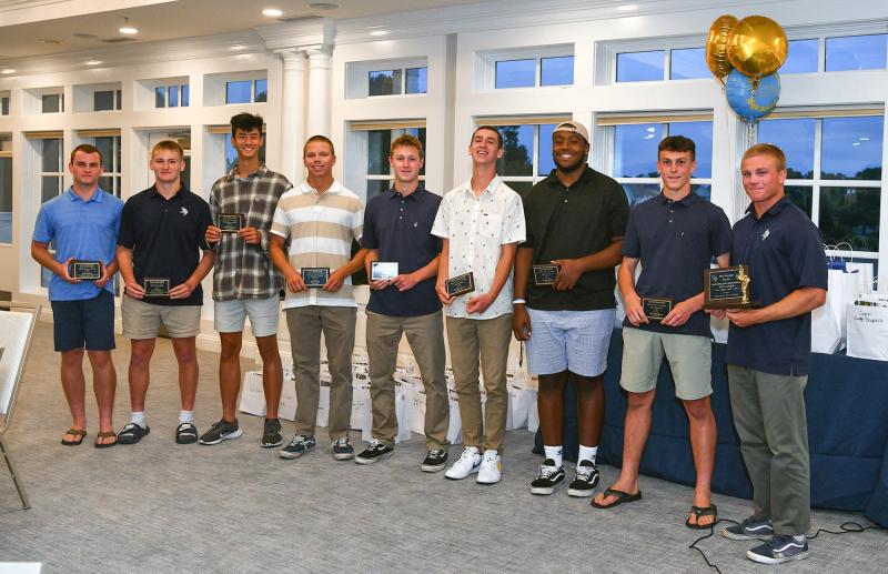 Cape 2023 award winners include (l-r) Ryan Pickard, Varsity Sportsmanship Award; Tanner Wyshock, JV Sportsmanship Award; Mack Leonhartt, Co-Defensive MVP; Brody Smith, Co-Defensive MVP; Luke Burton, Offensive MVP; Brexton Carter, Unsung Hero; Thomas Gibbs, Varsity Spirit Award; Jake Hutchison, Most Improved Player; and C.J. Fritchman, Team MVP.