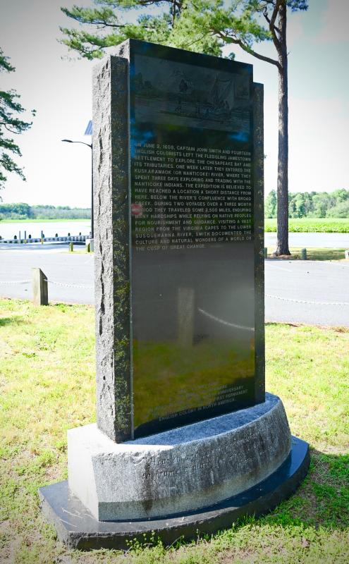 A monument at Phillips Landing, along the Broad Creek near Bethel, marks the spot that Capt. John Smith reached during his exploration of the Chesapeake Bay and Nanticoke watersheds. RON MACARTHUR PHOTO