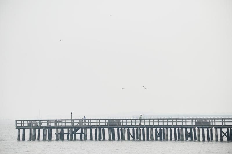 It’s nothing but gray above the Port Lewes fishing pier near the Cape May-Lewes Ferry terminal. NICK ROTH PHOTO