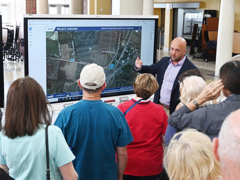 George Pierce of the Delaware Department Transportation explains the ongoing work to add a roundabout and other improvements to the intersection of Route 9, Beaver Dam Road and Plantation Road near Five Points.