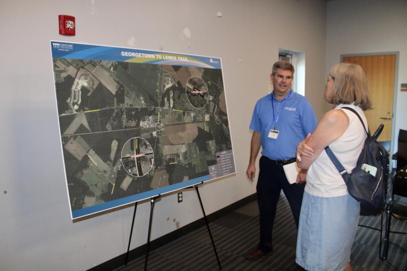 DeAnna Poling reviews future plans for the Lewes-to-Georgetown Trail with Century Engineering’s Jon Hermes.