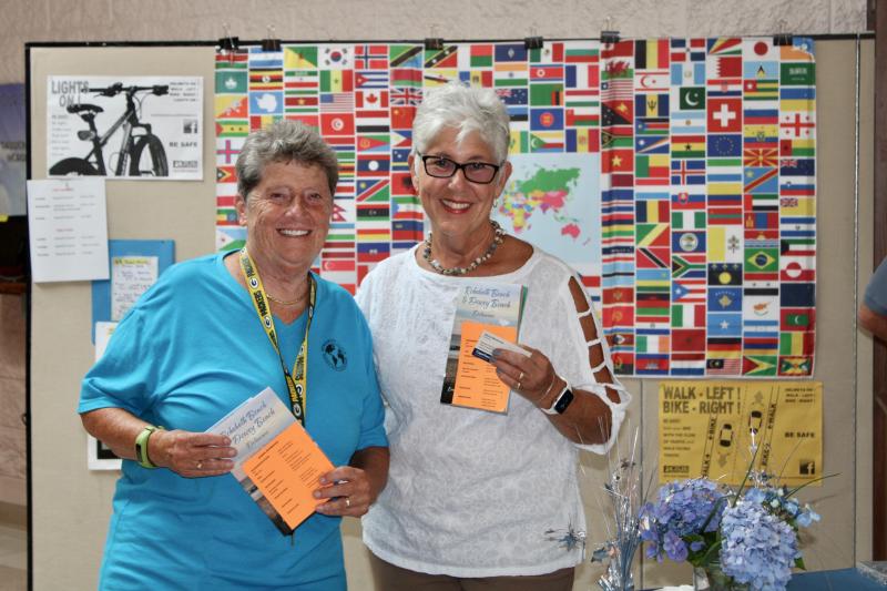 Dottie Outland, left, and Gerrie Boisjoy take great pride in serving the international student and local community. The women lead Epworth’s efforts to provide meals for the students as well as food and other groceries for those in need in the Cape Region.