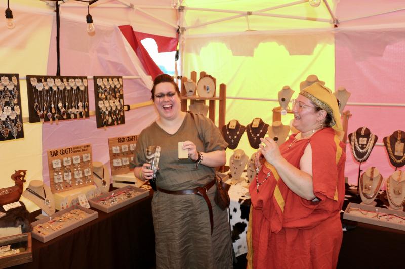 Amaris Wilkins and Jacqueline Thomas, owner of Rigr Crafts, share a laugh with one another. OK, it may have been a cackle. The women were discussing how to get Wilkins’ man in the right state of mind to approve jewelry purchases. No doubt mead played a central part in such a scheme. AARON MUSHRUSH PHOTO