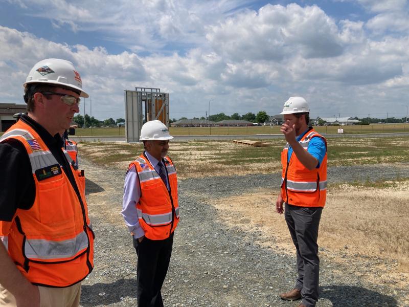 Food Bank of Delaware is planning to open its new $34 million Milford facility in December. On June 13, Food Bank officials gave a tour of the facility to board members of the Harry K Foundation, a longtime partner of the Food Bank. Taking part in the tour are (l-r) Jeff Chapin of Whiting-Turner, Harry K Foundation founder Harry Keswani and Food Bank Chief Development Officer Larry Haas. RYAN MAVITY PHOTOS