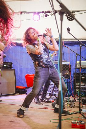 A celebration of heavy metal music was the nightcap each evening. Solshade’s James Benson screams out to Valhalla as the Madison, Wisc., band rocks out. Their debut EP was released December 2022.TIM AUMEN PHOTO