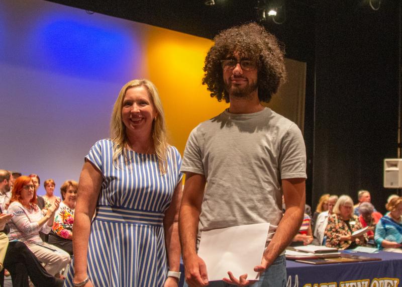 Ali Ahmed received the AJ Drexel Scholarship and President’s Award for Educational Excellence. Shown are Principal Kristin DeGregory, left, and Ahmed.
