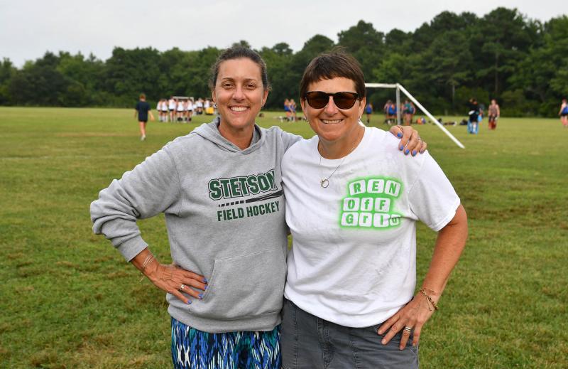 Field hockey director Melissa Moritsch, right, stands with Camp Director Frannie Slabonik during the first session. Mid-Atlantic Field Hockey Camp has been the summer home for Slabonik since 1980.