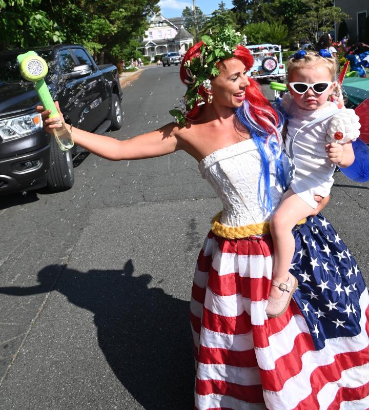 Viktoriya Hoenen with baby Ariya, who took part in the parade even before she was born when her mother marched in the 2022 event.