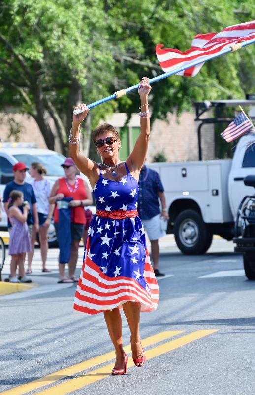 Diane Hoenen leads the Lewes Doo-Dah Parade on Kings Highway. The event dates back to 1968, and thanks to the efforts of the Hoenen and Shockley families, the tradition continues.