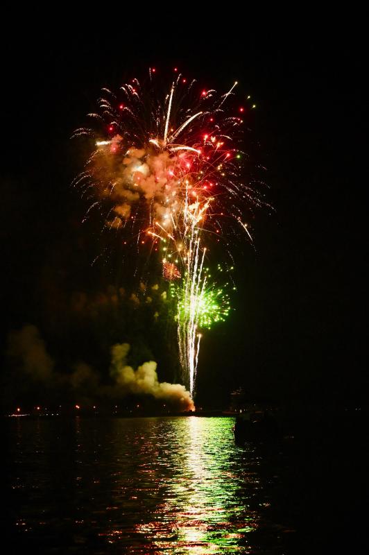 Delaware Bay off Lewes Beach reflects the vivid colors of the annual Lewes fireworks. RON MACARTHUR PHOTO