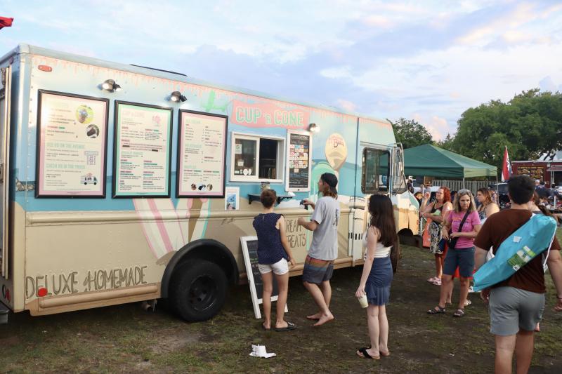 Food trucks parked at Savannah Road and Cape Henlopen Drive were popular with people grabbing a pre-fireworks treat. BILL SHULL PHOTO