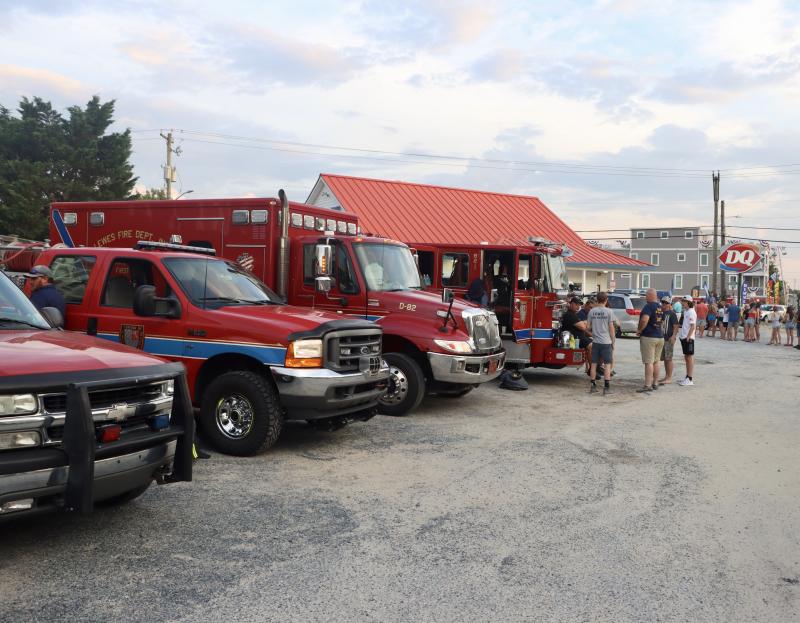 The Lewes Fire Department stands ready on Savannah Road in the case it’s needed on fireworks night. BILL SHULL PHOTO