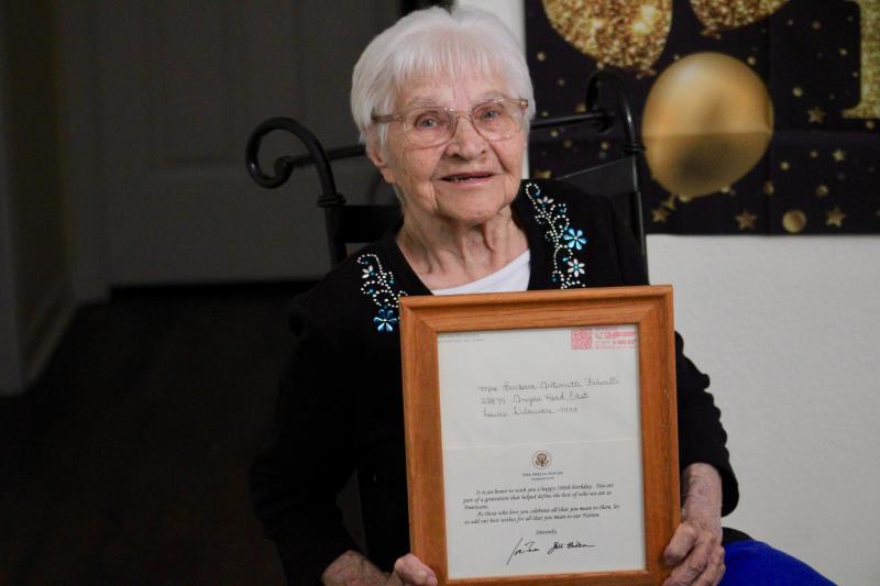 Upon turning 100, Barbara Antionette Felicetti received a letter and personal congratulations from President Joe Biden and first lady Dr. Jill Biden.