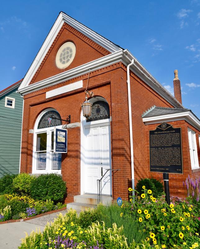 The Zwaanendael Club received a donation of this building at the corner of Savannah Road and Third Street in Lewes in 1929. The building served as a bank from 1898 to 1911. It’s now the Lewes Historical Society’s antique shop and information center.