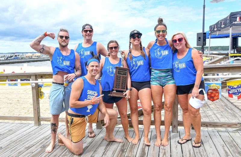 Last year’s winners from Starboard Raw could only garner second in this year’s competition. Shown in back are (l-r) Pete Gilette, Pat Nolan, Ally Taylor, Blair Jost, Cat Monte and Kelly Greybill. In front is Alex Makowski.