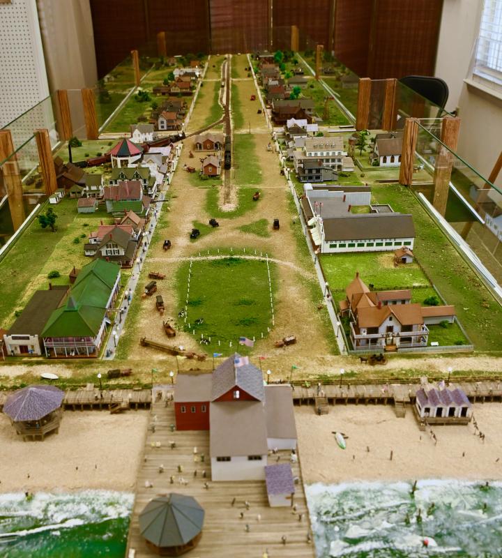 The diorama is a historically accurate display of Rehoboth Avenue in 1910, including everything from the oceanfront to near the canal crossing.