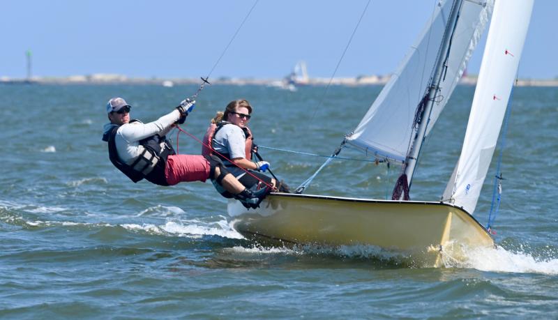 The LYC team of Sarah Lester and Tony Ingram are leading the summer Mojback series and finished second in the weekend regatta.