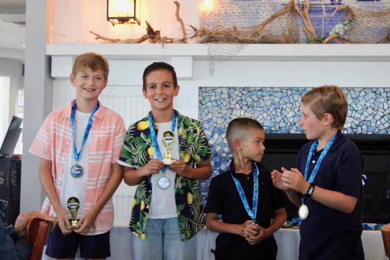 The 9-10 boys from the Lewes Yacht Club are represented by (l-r) Braxton Handley, Lincoln Fyock, JC Dillon and Joseph Bradshaw.
