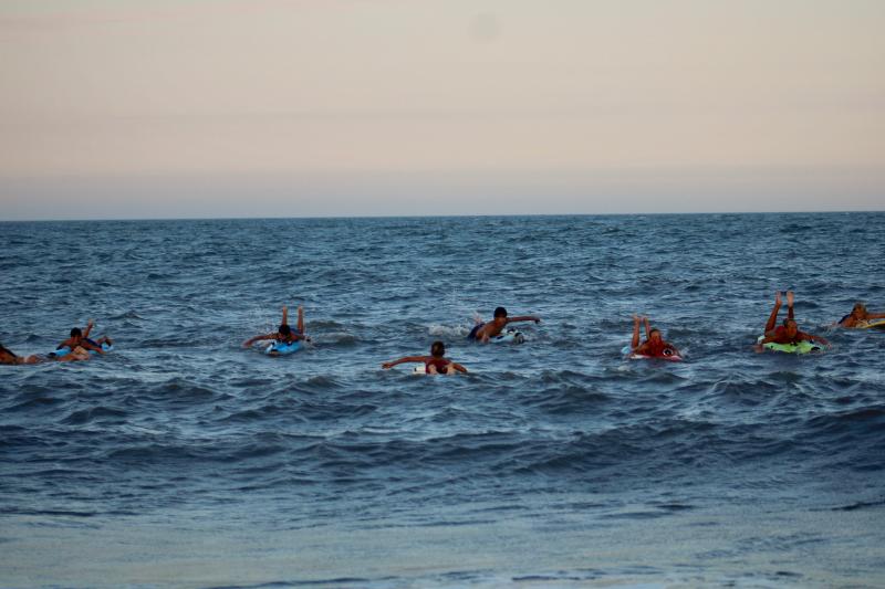 A quick glance makes this appear like a lineup waiting to shred some waves, but it’s the junior guards making their way in and out during the board relay.