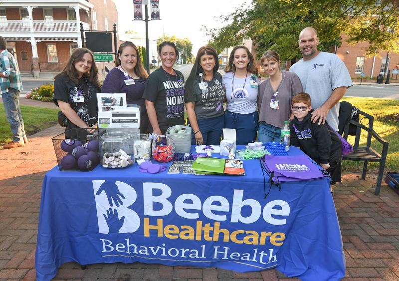 The Beebe Healthcare Behavioral Health booth provided information to attendees. Shown are (l-r) Maddie Maksymow, Gail Plummer, Sarah Fogarty, Shawna Mayles, Emily Hains, Catharine Cardellino, Kyle Margotta and Brandon Margotta, 9.
