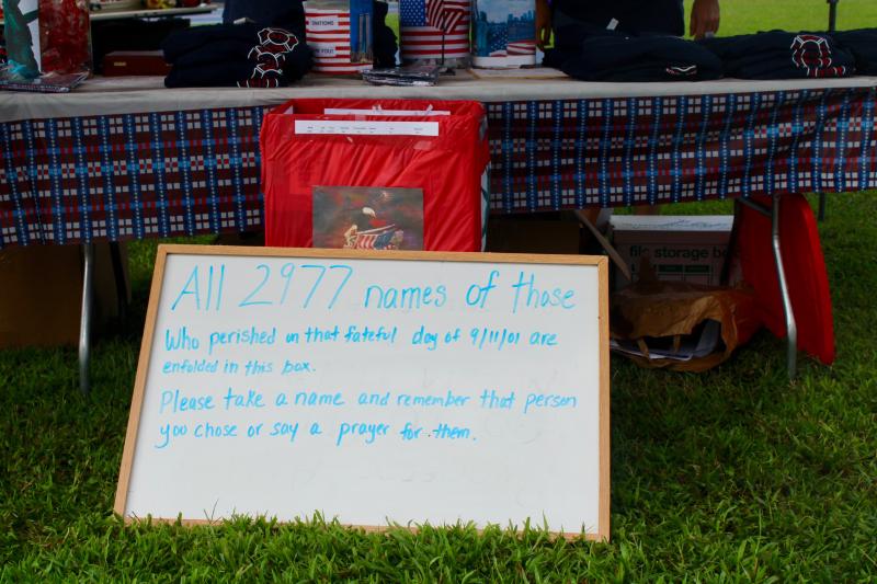 For 2023, Roger and Carol Whitford added yet another way to continue the memory and legacy of those who died Sept. 11, 2001. This box contains the names of the 2,977 people who lost their lives. When someone draws a name from the box, they are asked to learn more about the person.