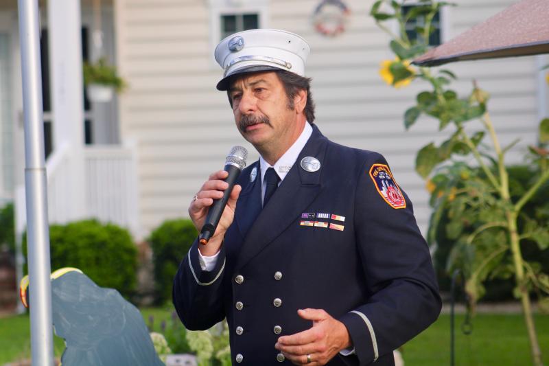 Joe DiMartino was in the North Tower when it collapsed and told the crowd by all rights he should not be standing here today. DiMartino expressed the historical significance of the event and the need to accurately tell the story of what happened to those who don’t understand.