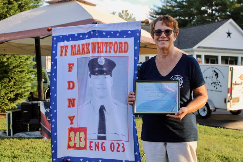 Gale Schaeffer is a close family friend of the Whitfords and was presented with a plaque and bouquet of flowers for her work with the memorial.