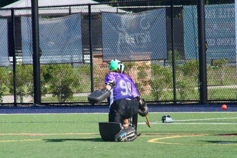 Sussex Academy sophomore goalie Kacie Rawling deflects away one of the 28 shots. Her 23-save effort was praised by Seahawks coach Leah Hunsinger.