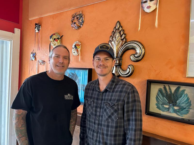 Po’ Boys Creole Restaurant in Milton has changed hands, as founder/chef Mike Clampitt, left, has sold the restaurant to former protege Chase Nelson. Known for its Cajun/Creole-style dishes, the restaurant will reopen under Nelson’s leadership Wednesday, Oct. 4, after a brief transition period. RYAN MAVITY PHOTO