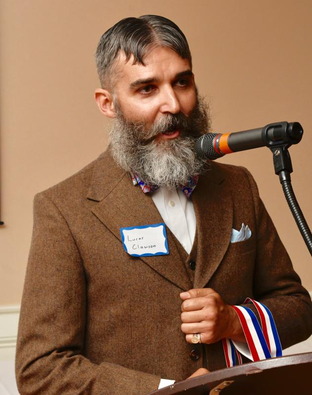 Lucas Clawson of Hagley Museum accepts the hall-of-fame honor for Samuel F. du Pont, a Civil War hero and U.S. Navy innovator.