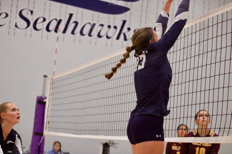 Seahawks freshman Grayce Glover recently joined the starting lineup and was a constant presence at the net.