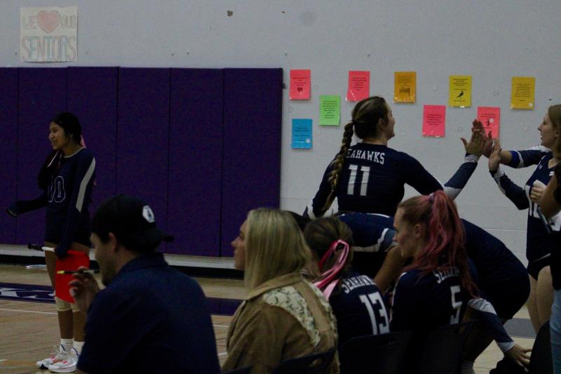 Seahawks coach Hailee Gooch substitutes the seniors out one by one so they cam be cheered in the final regular-season home game of their careers.