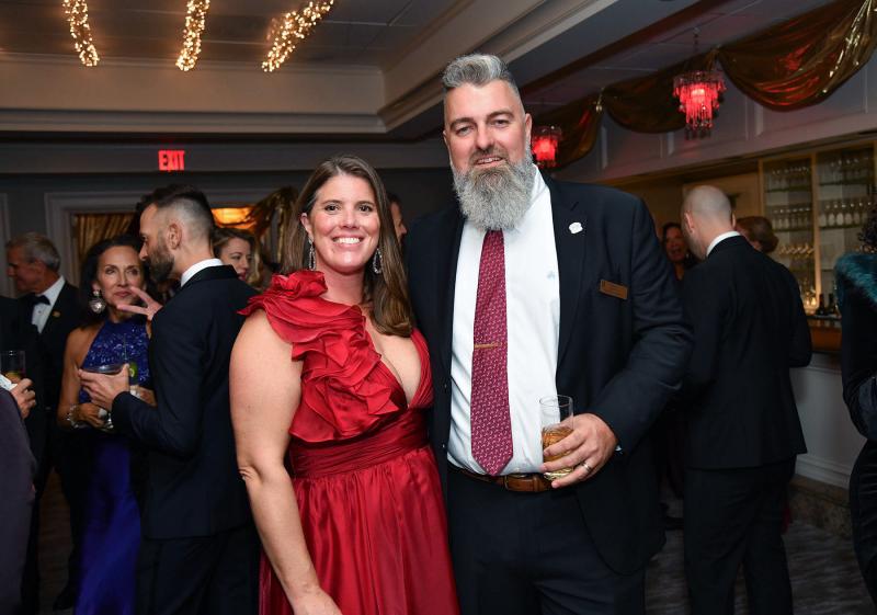 Arriving at the event are Christian Hudson, Beebe Medical Foundation chairman of the board, right, and his wife Julie.