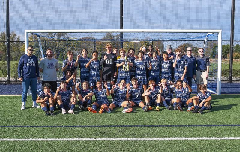 The Seahawks garnered the school’s first Henlopen Conference soccer championship. Shown in back are (l-r) assistant coach Kyle Wheatley, coach RJ Dina, Ben Steimel, Ethan Bolades, Johnson Ventura, CJ Norton, Austin Taylor, Ethan Couch, Jordan Macey, Andree Mendoza, Carson Klahr, Jesse Jean-Louis, Esteban Lara-Nieto, Richard Velasquez, Mac Smith, Chase Ballinger, Tom O’Donnell and Brian Huebler. In front are Joe Herrera, McKenna Danahy, Liam Stegall, Andres Romero Nieto, George Sapna, Aiden Villar, Alex Danilenko, Noah Benz, Nate Falcone and Bohdi Williams.
