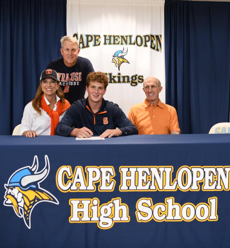 Jack Schell will attend Syracuse to play lacrosse. Shown are (l-r) Kathleen Schell, Preston Schell, Jack Schell and Joe Schell.