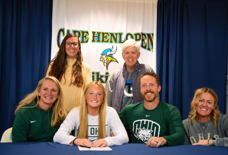 Addy Basile will attend Ohio University to play field hockey. Shown in back are Kate Austin, left, and Tracey Griesbaum. Shown in front are (l-r) Nikki Basile, Addy Basile, Matthew Basile and Carrie Subity.