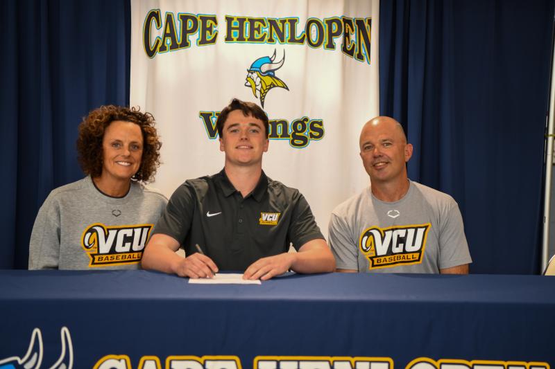 Brian Fleming will attend Virginia Commonwealth University to play baseball. Shown are (l-r) Jan, Brian and Mike Fleming.