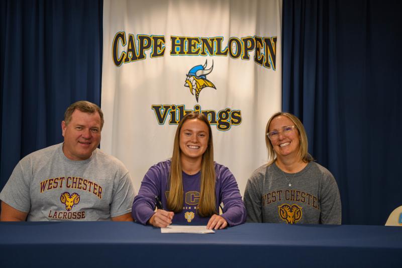 Montana Jones will attend West Chester University to play lacrosse. Shown are (l-r) Vern Jones, Montana Jones and Abby Wallner.