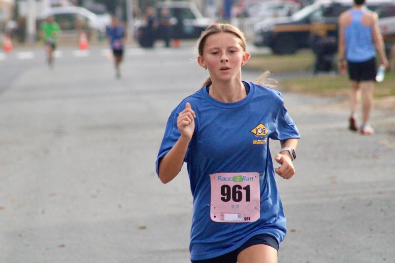 Earning second place on the Delaware State Police team and fourth overall in the women’s division is Riley Moriarty at 22:01.3.