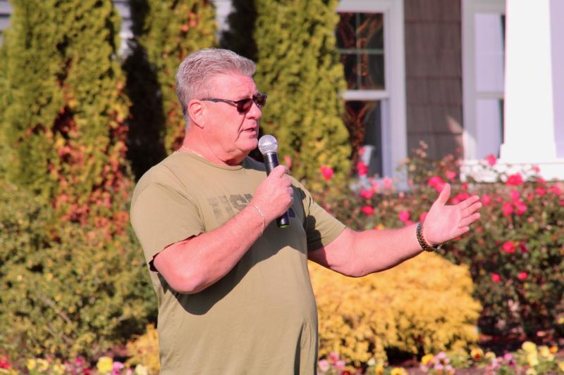 John Anders, a Marine Corps veteran, is the president of the Tidewater Veterans Club and had the idea to install a flag pole to fly the American flag at the Clubhouse. He thanks those who donated, supported and were in attendance Nov. 11.