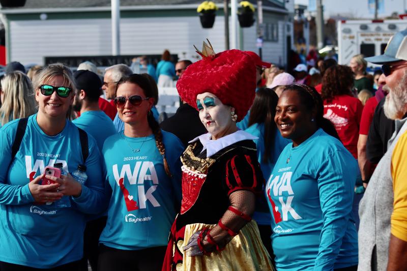 The Queen of Hearts aka Kim Linkhous poses with members of Team Bayhealth from the X-ray department. Shown are (l-r) Carrie Rowland-Burleson, Becky Robinson and Mabel Marshall.